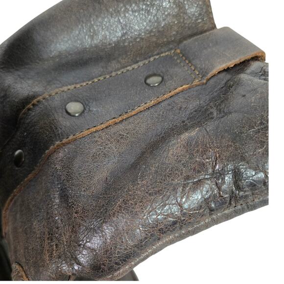 Born Leather Motorcycle Boots Brown Distressed Studs Mid Calf Winter Pull On 8.5 - Picture 8 of 14